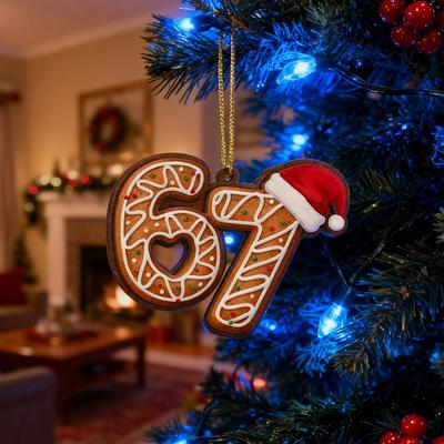 Funny Santa Says Six Seven Christmas Ornament, Funny 67 Meme Ornament for Christmas Tree, Gag Gifts, Stocking Stuffers for Teens