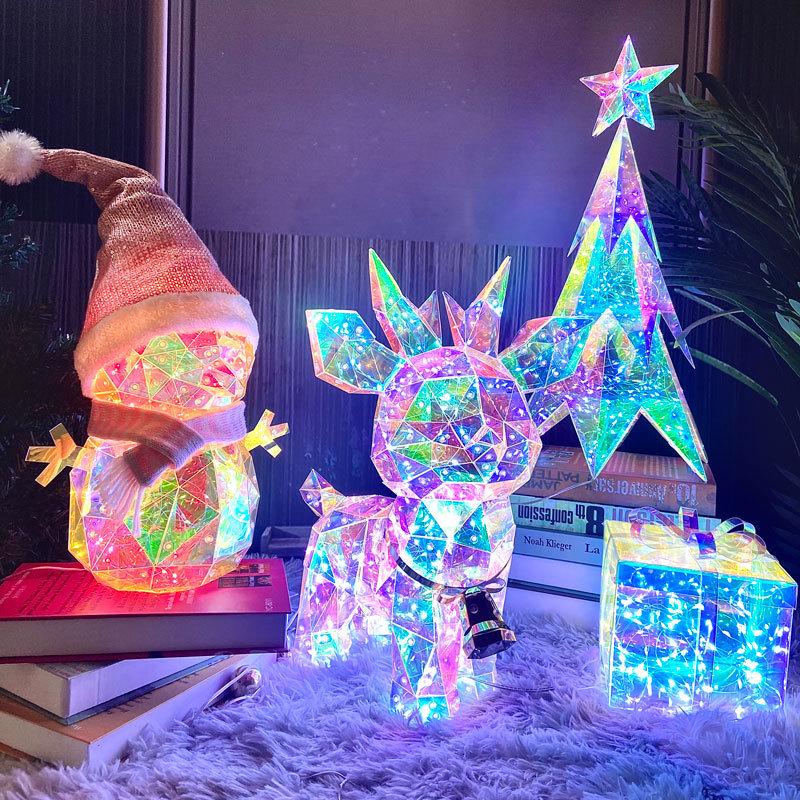 Starlight LED Hologram Rhombus Christmas Tree Lights - Luminous Flashing Home Decoration