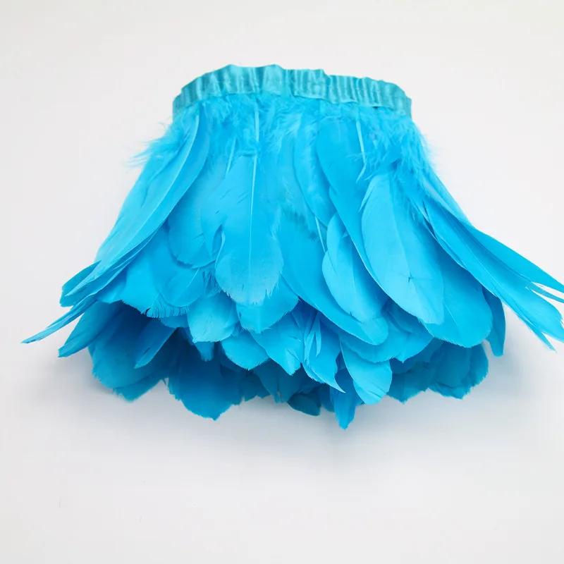 2 Meter Colorful Shred Goose Feathers Tape Tassel 15cm Fringe Trim Ribbon Geese Feather DIY Clothe Flecos Sewing Trimming Decor