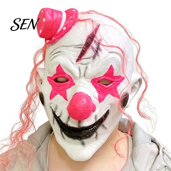 Comfortable Halloween Face Cushion Horror Latex Masque for Adults, Scary Clown Cosplay Prop, Creepy Breathable Masquerade Prop Full Head Hood Costume,