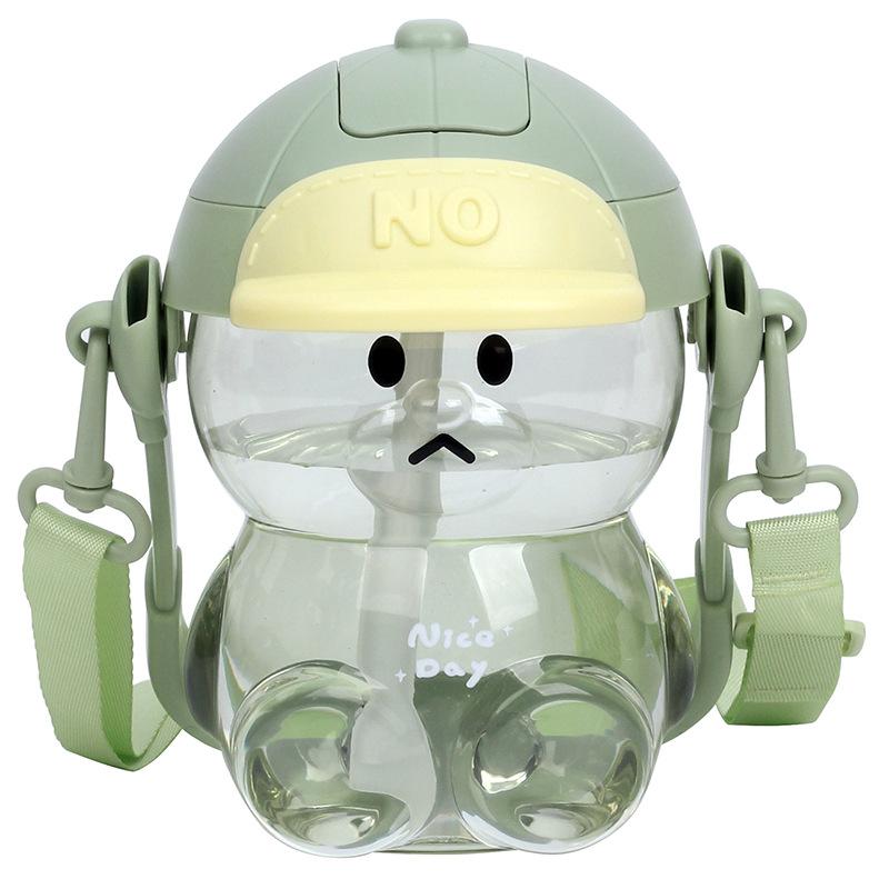 

Бутылка для воды с медведем и домашним животным, студенческая чашка, детский праздничный подарок, портативная бутылка для воды с соломинкой 901mL-1L светло-зеленый