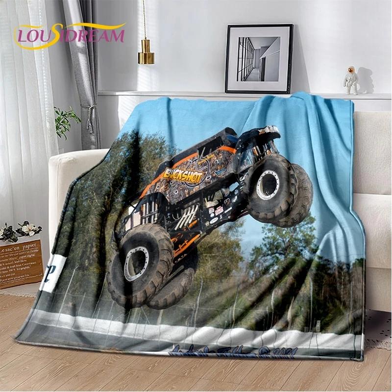 Monster Truck 3D Monster Jam Cartoon Soft Flannel Blanket for Bed Bedroom Sofa Picnic,Throw Blanket for Outdoor Leisure Nap Gift