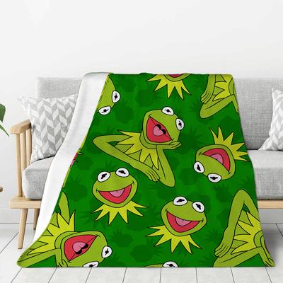 Deka žaba Kermit s potlačou Anti-Pilling flanelová deka Zábavný darček Piknik Cestovanie Domov Posteľ Pohovka Posteľ Pohovka Kreslo Deka