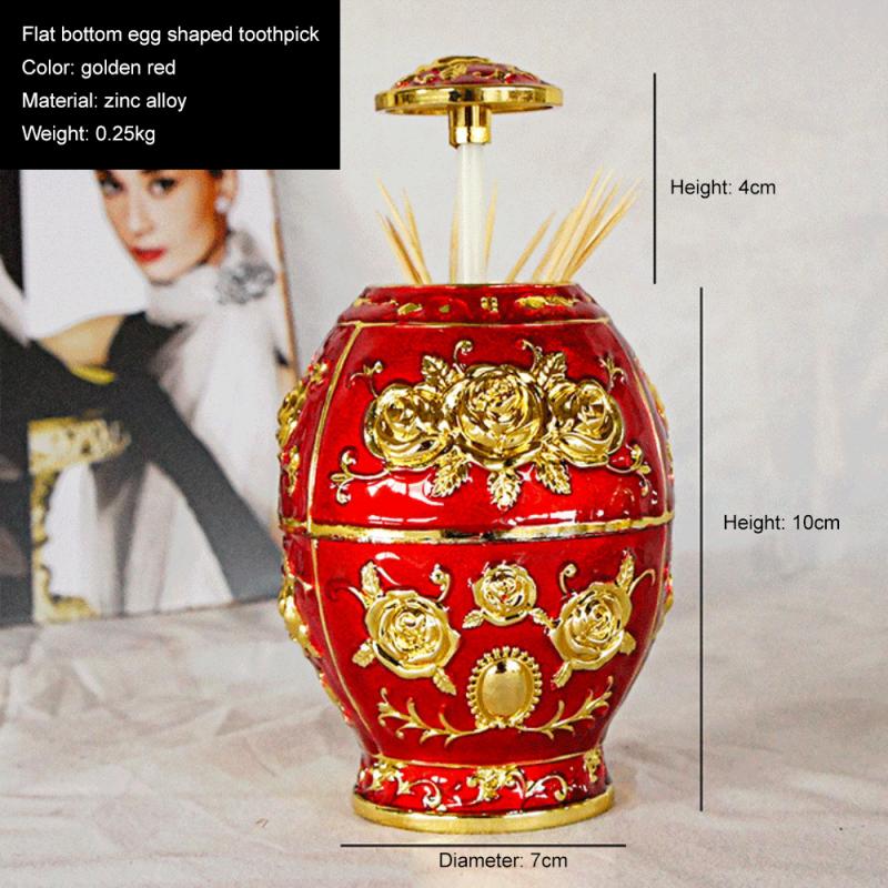 Automatic Up Toothpick Holder Metal Vintage Color Electroplating Egg Shaped Creative Guest Tea Room Restaurant Supplies