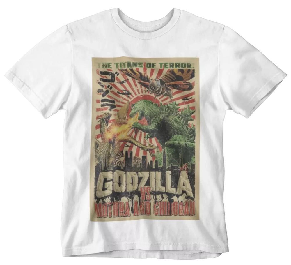 GODZILLA POSTER T-SHIRT MOVIE RETRO MANGA JAPAN MONSTER ASIAN HORROR Unisex T-Shirt L