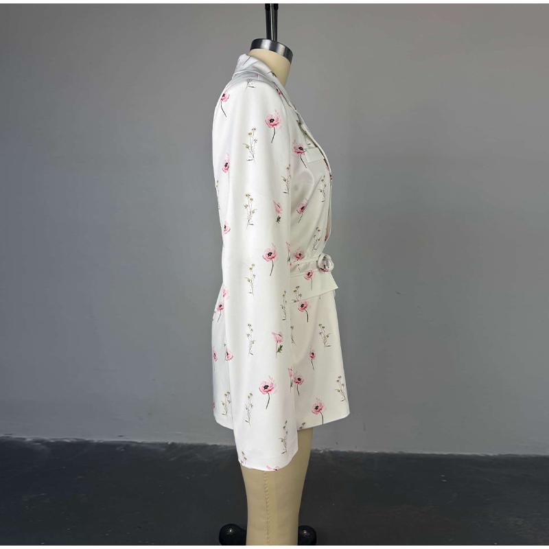 Women's Spring/summer 2025 New Fashion Printing Loose Suit Collar Lace-up Waist Suit Jacket