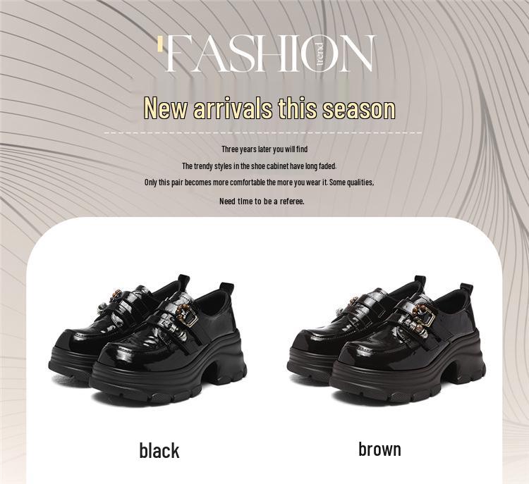 Golden Rabbit Women's British Style Chunky Heel Loafers - Spring/Autumn 2025, Fashionable Thick Sole Mary Jane Shoes