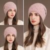 Winter Rabbit Fur Knitted Hat Women's Pullover Hat