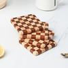 4in Wood Square Checkered Coasters Cute for Home Kitchen Table Coffee Tea Beer Bar Decor Rustic Outdoor Charcuterie Board