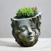 Resin Crafts Girl Face Flowerpot Funny Figure Planter Tree Stump Girl Pot  Living Room Decoration