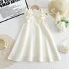 Summer Korean Version Baby Girl Casual Solid Color Dress White Decoration Fashion Temperament Princess