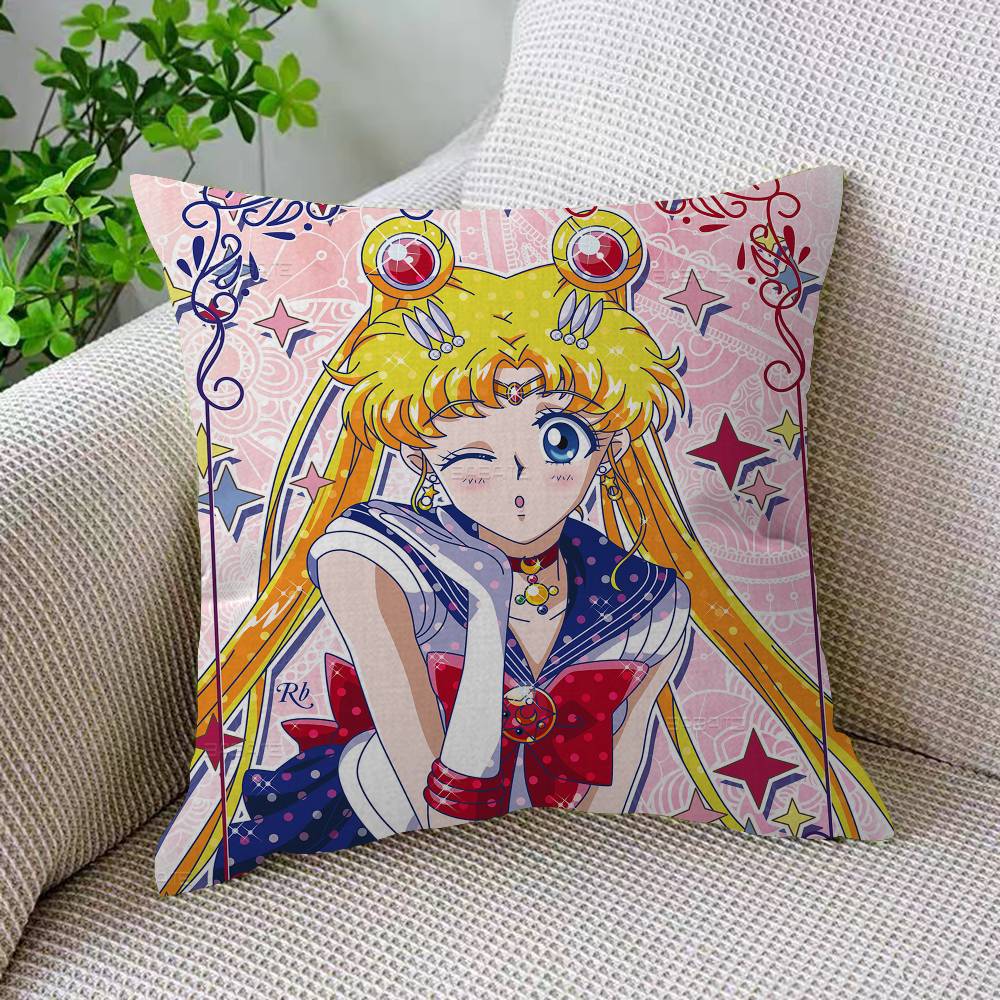 Lovely S-Sailor M-Moon Pillow Gift Home Office Decoration Bedroom Sofa Car Cushion Cover Case 45X45