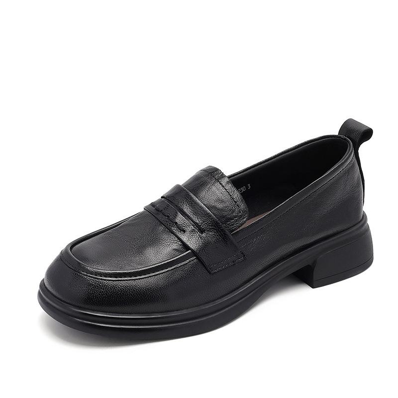 Dress Shoes Women Loafers Sheepskin Real Leather Low Heels Formal Business Suit Ladies 2025 Flats Shoes Spring Autumn Handmade
