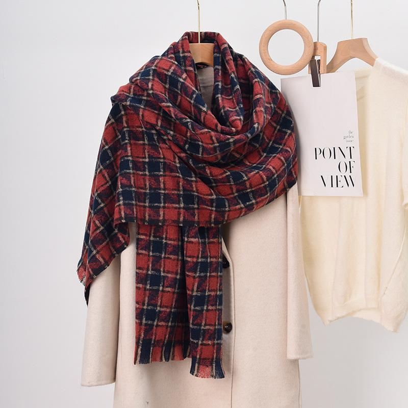 

Extended scarf women s winter soft skin-friendly warm senior sense versatile thickened shawl men s scarf student gift червоний
