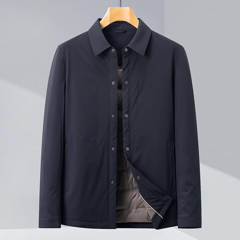 Men's Premium Lightweight Winter Goose Down Jacket with Turn-Down Collar - Mid-Age Business Casual Outerwear