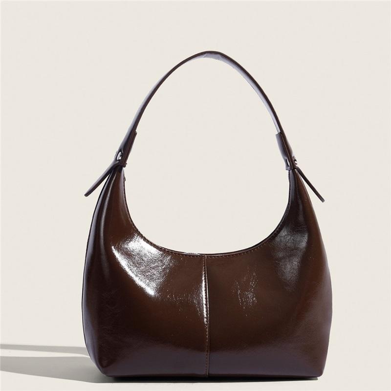 Tooxika Women's Retro Versatile Underarm Bag, Shiny Shoulder Baguette Handbag