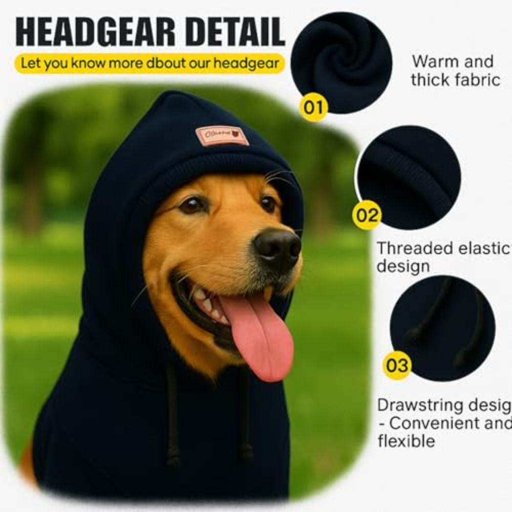 Premium Adjustable Dog Calming Ear Covers Anxiety Relief Anti Cold Reducing Noise Hoodies Windproof Universal Dog Bandana Sleep