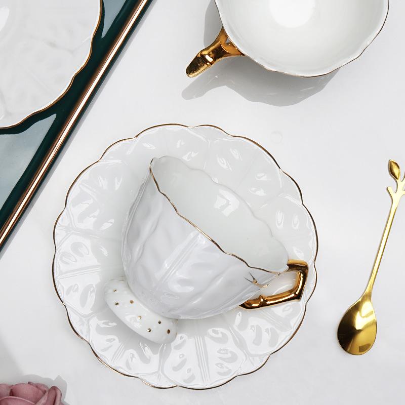 Cup Coffee European Style Ceramic And Plate Set Light Luxury Gold Edged Bone China Tea Cup Afternoon Tea Cup