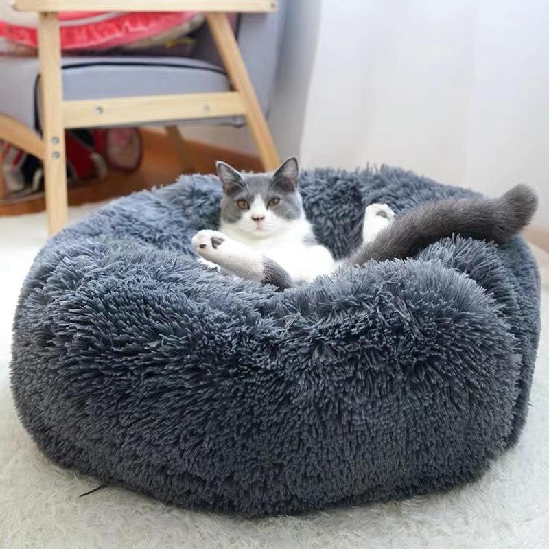 Round Plush Pet Bed: Cozy Dog & Cat Nest for Autumn/Winter