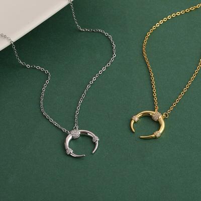 925 Sterling Silber Mond Halskette für Frauen Temperament Halbmond Schlüsselbein Kette Anhänger Halsketten