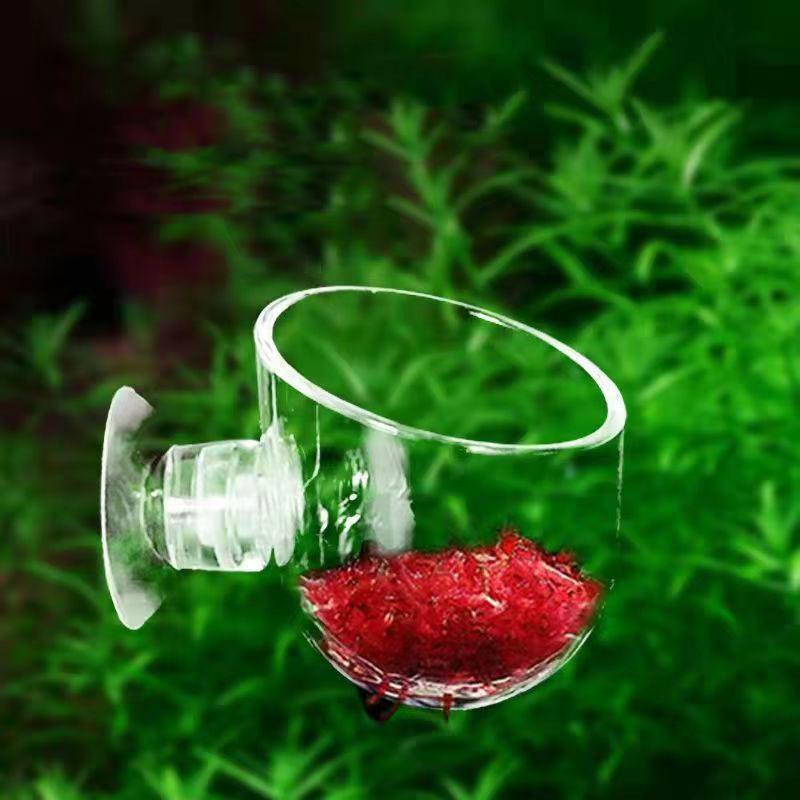 Fish Tank Red Worm Feeder Cup Aquarium Decoration Plant Pot with Suction Holder Earthworm Feeding Water Grass Landscaping Cup