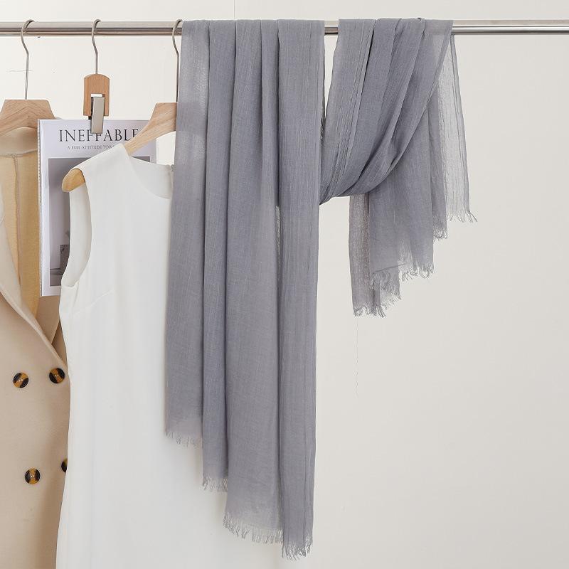 Monochrome Thin Scarf Women'S Sunscreen Shawl Solid Color Simple Imitation Cotton And Linen Silk Scarf High-End Yarn