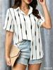 New Fashion Striped Women Shirts Summer Short Sleeve 3D Printed Ladies Simple Blouse 3XL Plus Size Casual Shirt