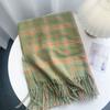 Milk white plaid scarf women's autumn and winter high-end shawl 2025 thickened warm imitation cashmere fringed scarf