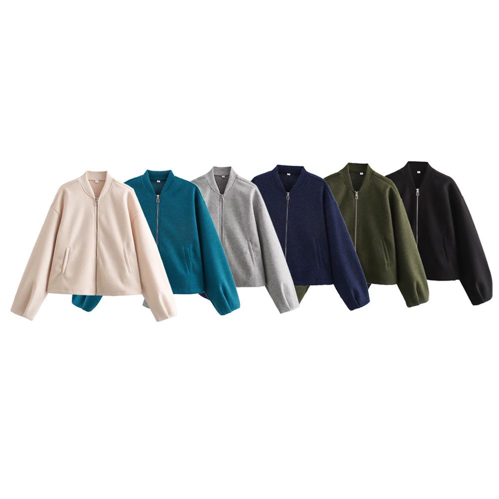 

2025 Spring/Summer Women s Loose Casual Solid Color Soft Buckle Bomber Jacket Large
