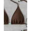 Women's Solid Color Beaded Lace-Up Bikini Set, Sexy Two-Piece Swimwear