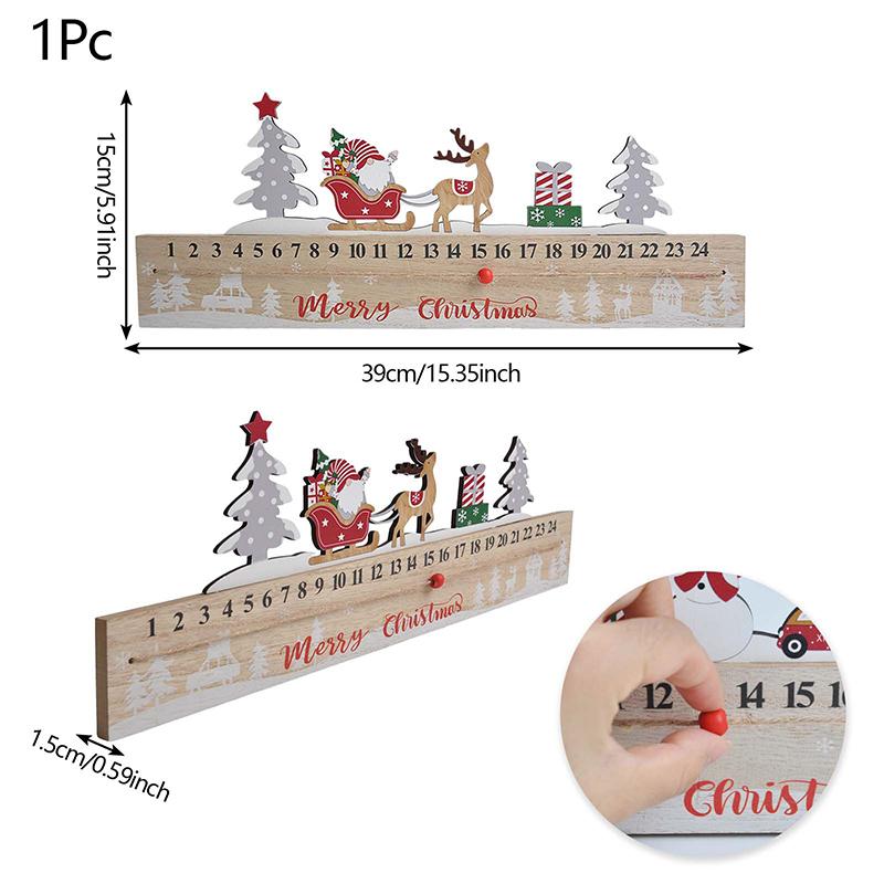 1PC Wooden Ornaments Countdown Gifts Christmas Festival Mobile Practical Painted Decorations Calendar