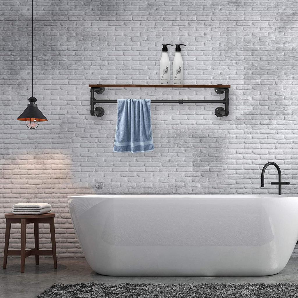 Industrial Style Wall-Mounted Clothing Display Rack with Water Pipe Design