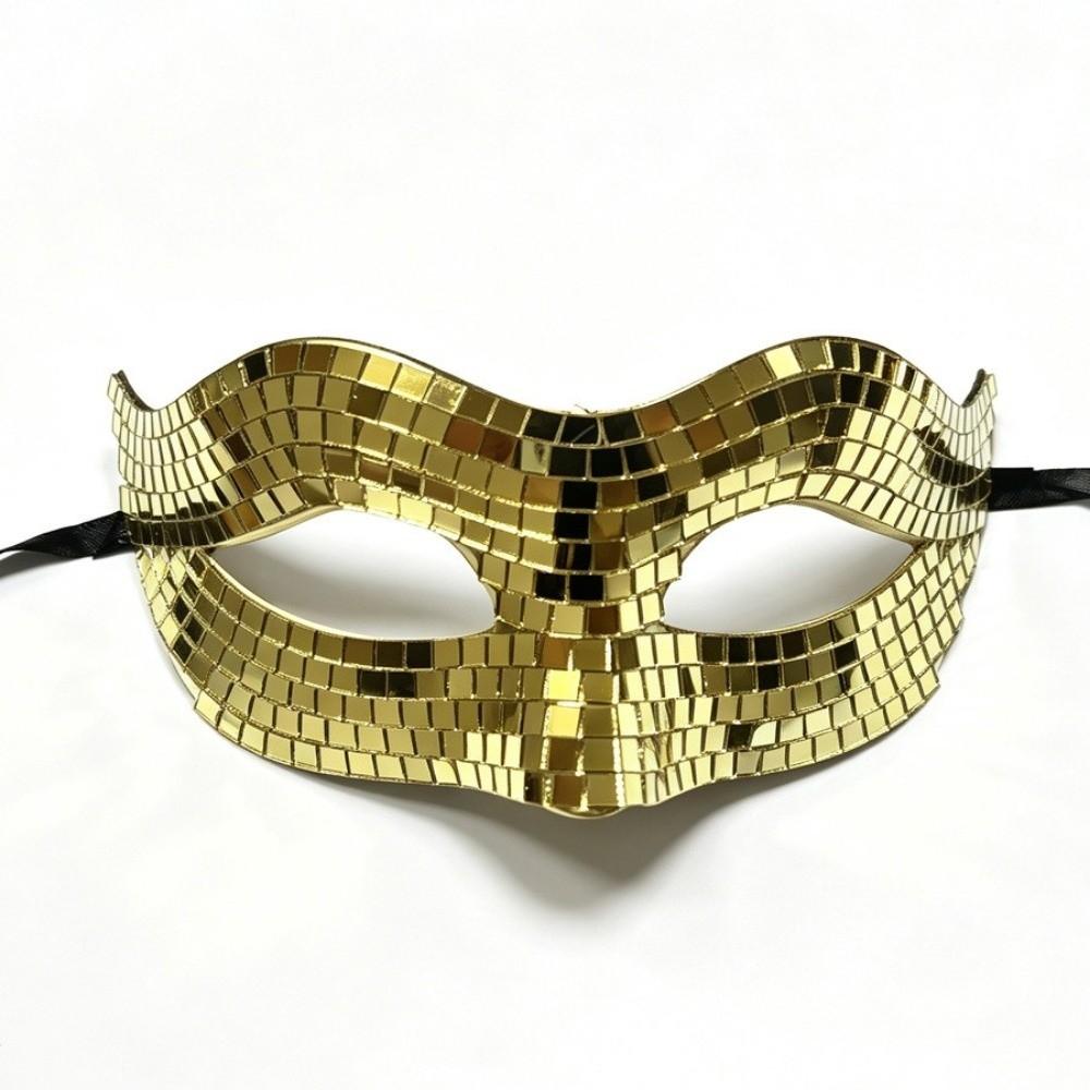Mirror Masquerade Mask Glitter Texture Costume Mask Dancing Prop Half Face Mask Halloween Costume