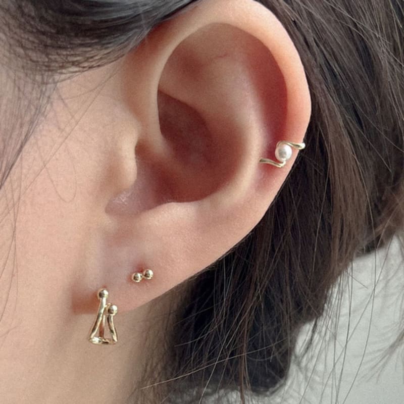 Youngglow 14k dva vlnky perlový piercing