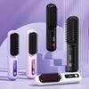 Cordless Hair Straightener Brush with 3 Temperature Settings Portable Mini Hair Straightening Comb Rechargeable Fast