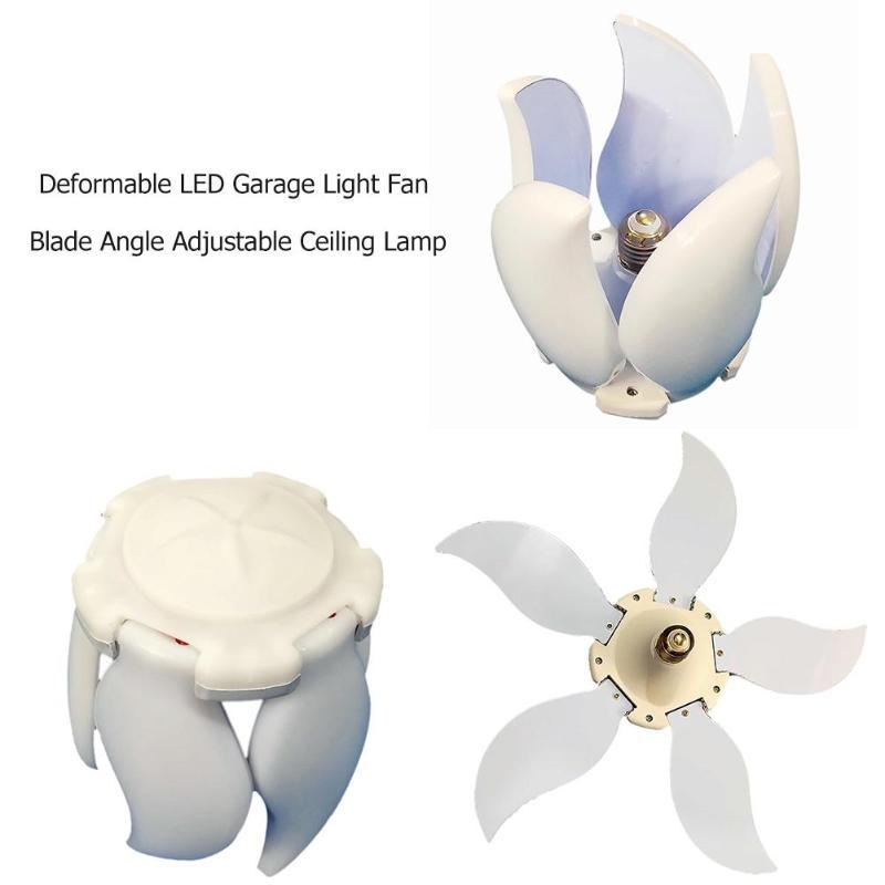 75W 140LED Garaj Lambası 5 yapraklı Katlanır Deforme Edilebilir 4800LM E27 Fan Şekli Tavan Atölye Lambası