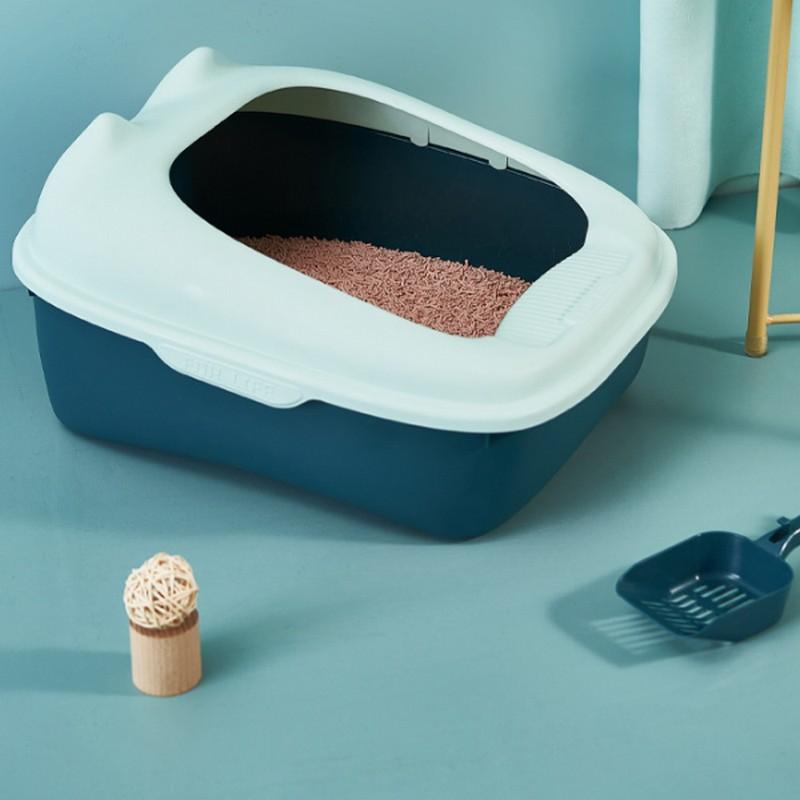 Semi-enclosed Feces Basin Cat Litter Box Cat Toilet Pet Supplies, High Border Splash Cat Litter Box
