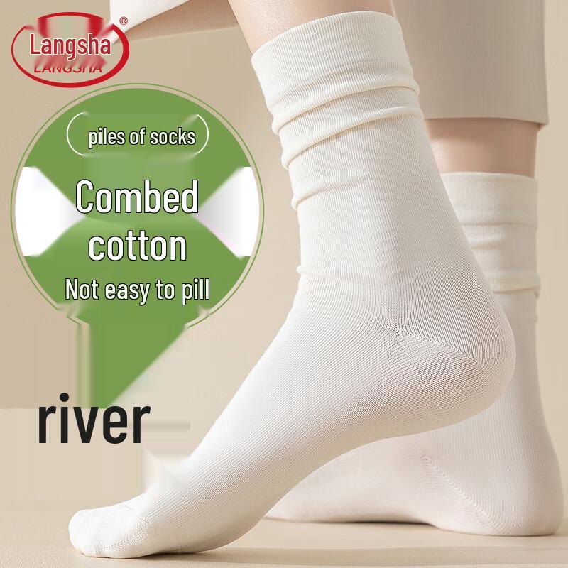 Langsha Women s Cotton Blend Mid-Calf Pile Socks One Size