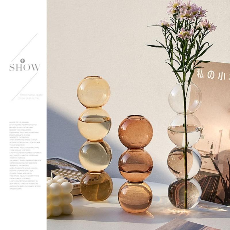 62KD Living Room Decoration Terrarium Flower Vase Bubble Spherical Hydroponic Vase Ornament Used As a Housewarming Gift