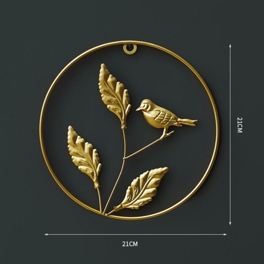Ornaments Iron Arts Gold Metal Round Pendant Ginkgo Leaf Ornaments Wall Decoration Leaves Sculpture