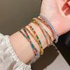 Geometric Zircon Metal Open Cuff Bracelet With Sparkling Stones For Women Fashion Jewelry
