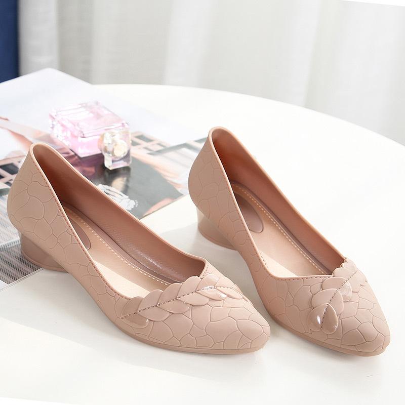 Shoelife Shallow Mouth Jelly Fashion Toc gros Cu vârf ascuțit Pantofi pentru femei cu talpă moale(Pantofii sunt cu o mărime mai mici)