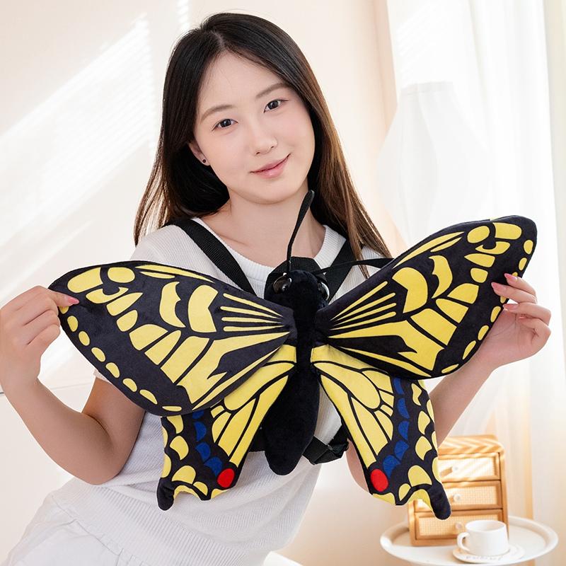 Simulatie Gele Pluche Vlinderpop & Rugzak Fantastisch Insect Dier Pluche Speelgoed Huisdecoratie Vriendin Cadeau 36x58x6cm backpack