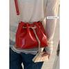Niche High-end Small Bag Women's 2025 New Red Bucket Bag Simple and Versatile Shoulder Messenger Bag