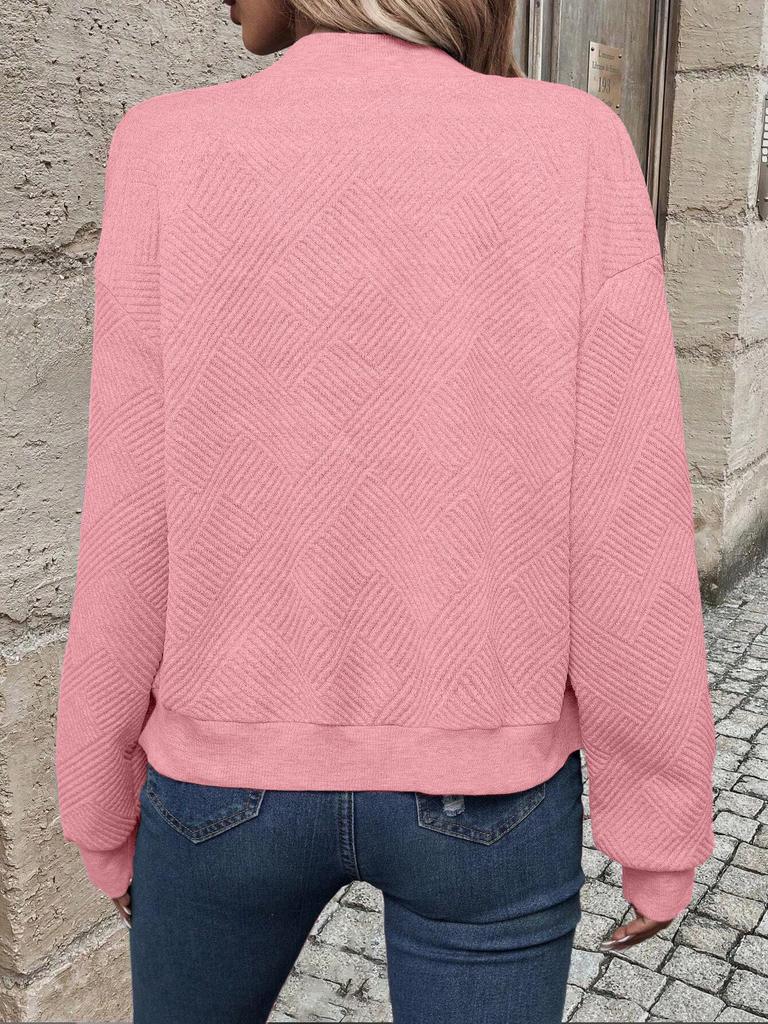 2025 Damen Frühling/Herbst Gestrickter Langarm-Cardigan mit Reißverschluss-Detail und einfarbigem Design.