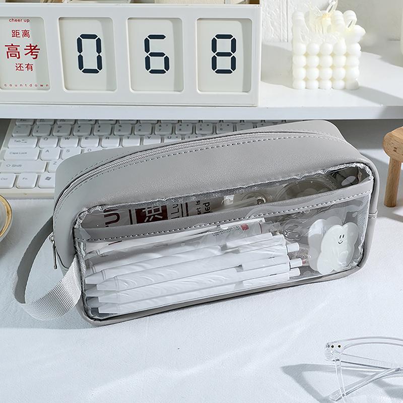 Transparent Large Capacity Pencil Bag INS Style School Case Stationery Holder Waterproof Portable Pen Case Pencil Storage Bag