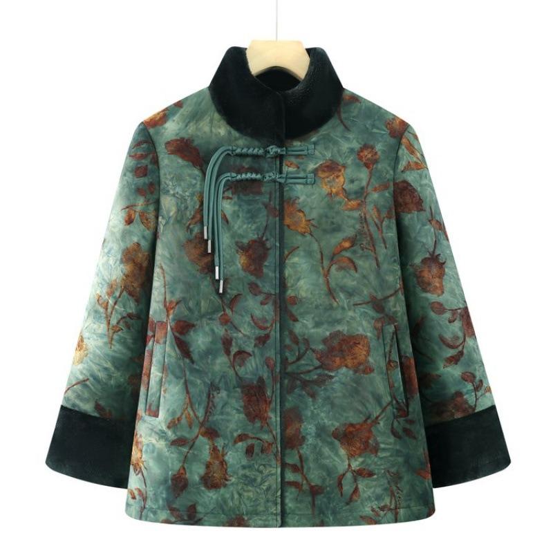 

Jacket winter padded jacket thickened padded jacket old lady piled thickened warm padded jacket winter 5XL [recommended 150-80kg]