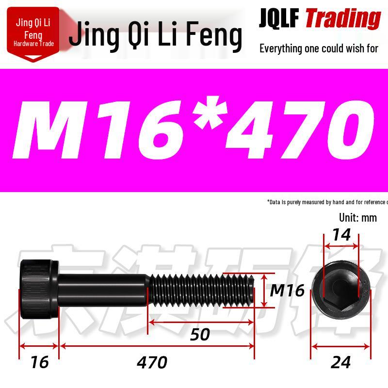 Hex Socket Head Cap Screw, Half Thread, M12-M18, High-Strength, Blackened Cylindrical Head, Knurled Bolt