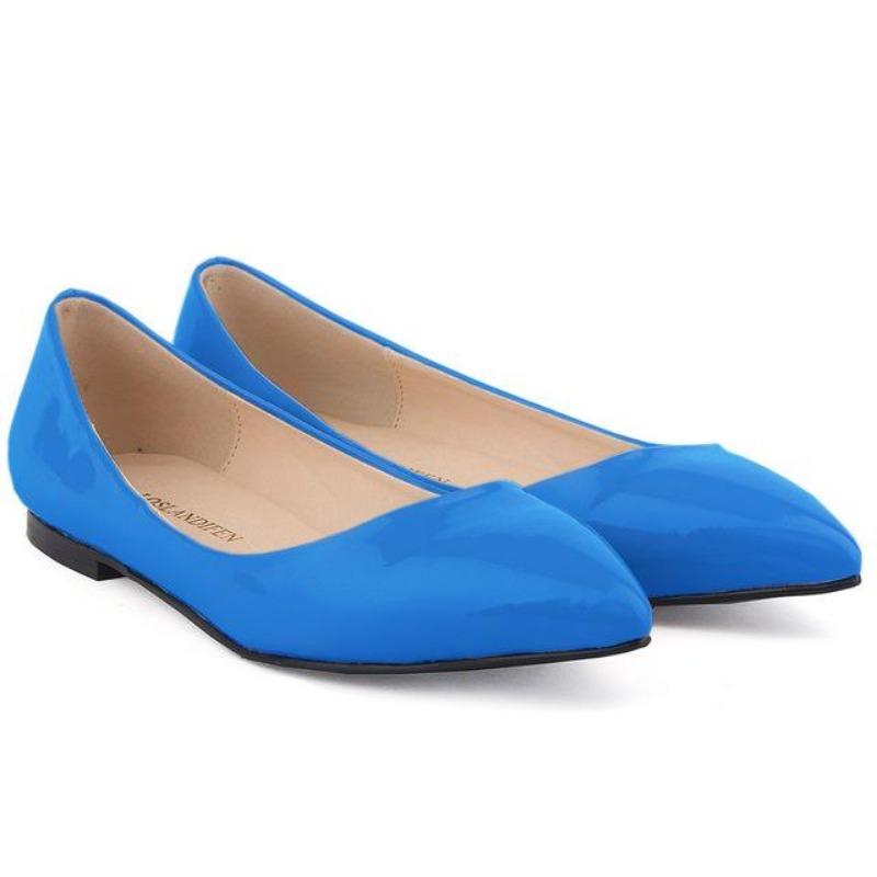 Women's Flats Shoes Solid Color Pointed Toe Slip On Patent Leather Woman Flat New Single Casual Comfort Non-slip Ladies Loafers
