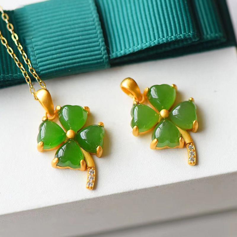 Classic Crystal Clover Pendant Necklace for Women Jewelry Fashion Silver 925 Sterling Clavicle Necklaces Lady Birthday Present